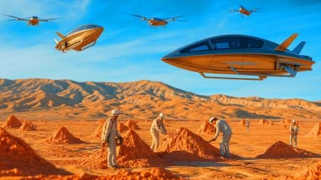 Illustration of China's discovery of a massive zirconium reserve in the Tarim Basin, generated by artificial intelligence.