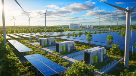 Illustration of long duration energy storage technologies facilitating industrial decarbonization.