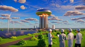 Illustration of Europe's leadership in the fusion energy revolution, generated by artificial intelligence.