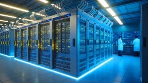 Illustration of the world's most powerful supercomputer, El Capitan, highlighting its advanced capabilities and national security role, generated by artificial intelligence.