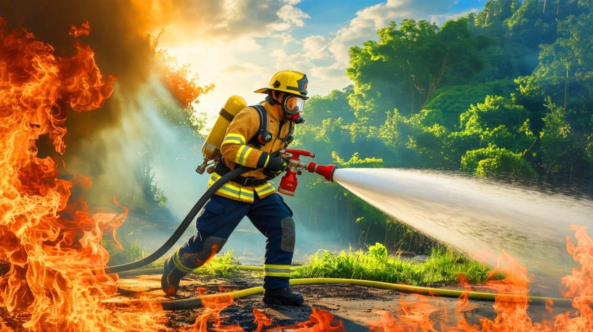 “Firefighting Foam Threatens Lives”: FIA Unveils New Guidelines on Toxic PFAS to Protect Brave Heroes and Our Communities Illustration of the shift from PFAS-based foams to non-toxic alternatives in firefighting, generated by artificial intelligence.