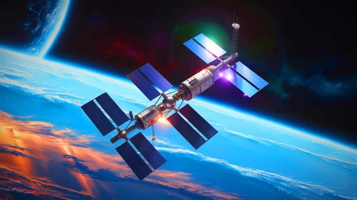 From Radiation to Revolution: DARPA’s Bold Space Energy Plan Called “The Key to Human Survival Beyond Earth” by Top Physicist Illustration of DARPA's "Rads to Watts" program concept for compact nuclear power systems in space, created by artificial intelligence.