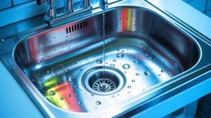 Illustration of hospital sinks as breeding grounds for pathogens, emphasizing infection risks, generated by artificial intelligence.