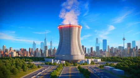 Illustration of the LDR-50 reactor, a novel nuclear design for urban heating, generated by artificial intelligence.