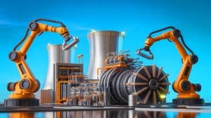 Illustration of additive manufacturing revolutionizing the nuclear energy sector, generated by artificial intelligence.