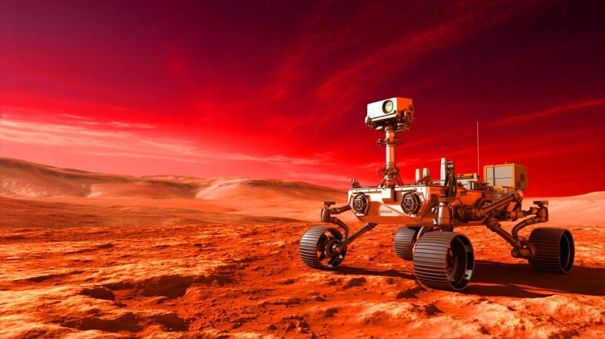 “This Gas Changes Everything” as Scientists Say Mars Discovery Could Finally Reveal Exactly Where to Look for Alien Life on the Red Planet Illustration of an advanced rover exploring the methane-rich plains of Mars, created by artificial intelligence.