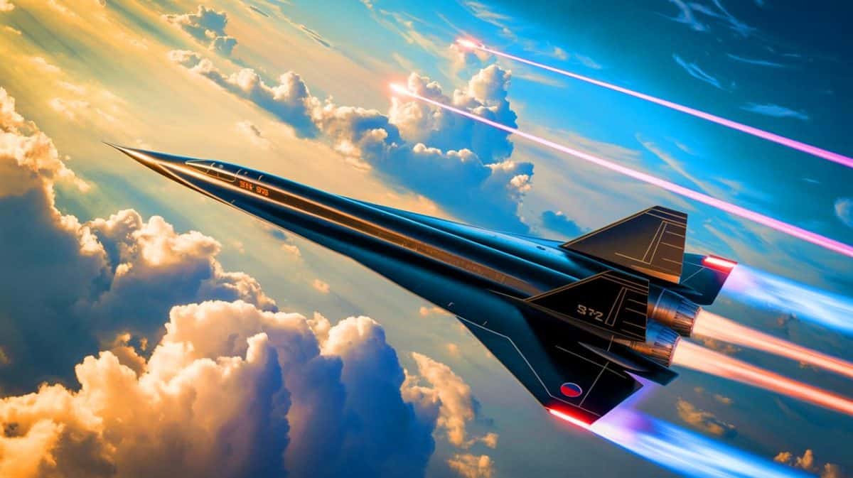 The US SR-72 Hypersonic Jet Could Soar at Over 3700 MPH by 2025: “Is This the Dawn of a New Arms Race or Just a Billion-Dollar Bluff?” Illustration of the SR-72 hypersonic jet, the future of military aviation, as envisioned by artificial intelligence.