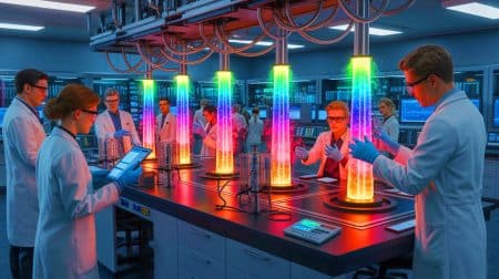 Illustration of the rediscovery and recreation of Arthur Ruhlig's 1938 fusion experiment by scientists, generated by artificial intelligence.