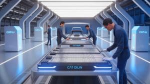 Illustration of CATL's Qilin battery achieving the 'No Fire, No Explosion' safety standard, generated by artificial intelligence.
