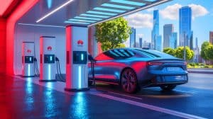 Illustration of Huawei's innovative nitrogen-doped sulfide-based solid-state battery, generated by artificial intelligence.