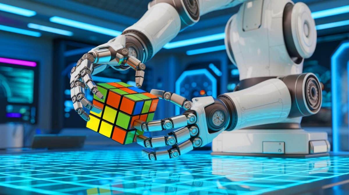 US Students’ Robot Shatters World Record in Rubik’s Cube Solving: “This 6-Second Miracle Challenges Everything You Thought You Knew About American Innovation and Education” Illustration of Purdue University's robotic system, Purdubik’s Cube, solving a Rubik's Cube in 0.103 seconds, generated by artificial intelligence.