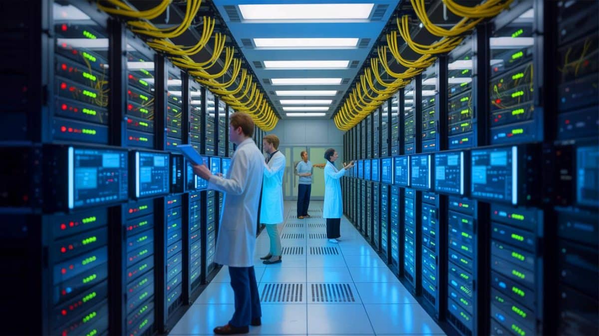 America’s Bold AI Frontier: “Unmatched Technological Dominance” or a Threat to Global Stability? Aurora Supercomputer Sparks Fierce Debate Across the Nation Illustration of the Aurora supercomputer at Argonne National Laboratory showcasing its advanced exascale computing capabilities.