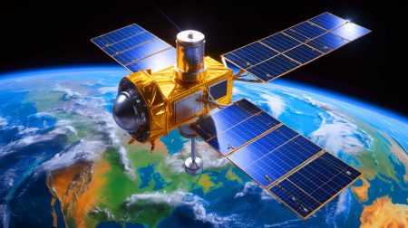 Illustration of the TRUTHS mission satellite as a standards laboratory in space.