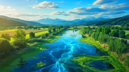 Illustration of persistent PFAS chemicals impacting the environment and health in Europe.