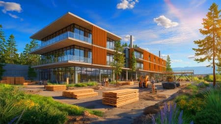 Illustration of innovative sustainable construction practices at the University of British Columbia’s Okanagan campus.