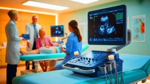 Illustration of Sona’s ultrasound-based breast density monitoring device.