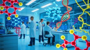 Illustration of the UK RNA Biofoundry facility in Darlington dedicated to advancing RNA therapies.