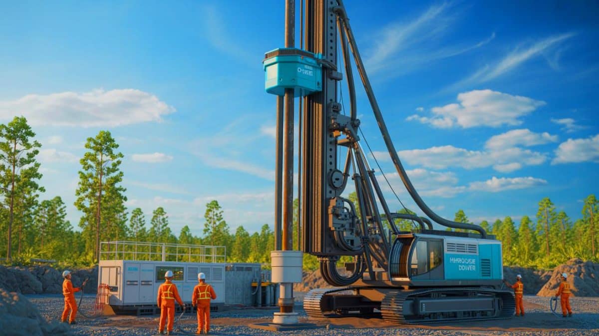 Here’s The New Technology That Shatters Everything You Thought You Knew About Geotechnical Construction And Energy Revolution Illustration of hydrogen-powered drilling technology transforming the construction industry with sustainable energy solutions.