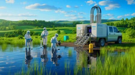 This New Device Reveals The Shocking Truth About Toxic Chemicals Lurking In Your Water And Health Dangers Illustration of a field-based PFAS detector used for rapid environmental testing.