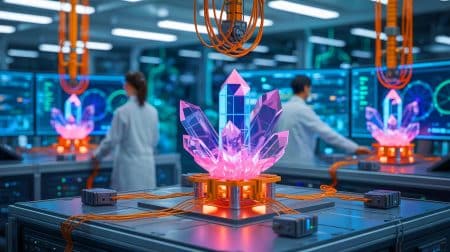 “This Changes Everything”: Time Crystals Could Revolutionize Quantum Computers (and It’s Closer Than You Think) Illustration of researchers connecting time crystals to an external system for quantum computing advancements.