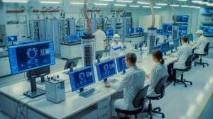 Illustration of digital twins revolutionizing battery testing through virtual simulations and collaborative European innovation.