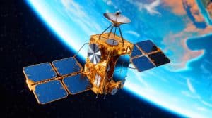 Illustration of the UK Space Agency's investment in satellite communications enhancing global connectivity.